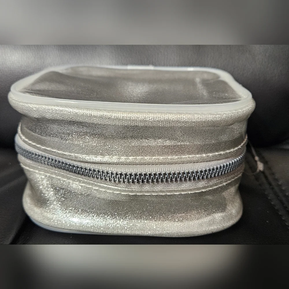 Silver Glitter Small Cosmetic Bag NWOT